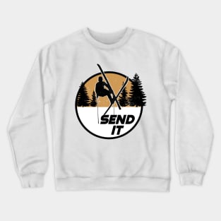 Send it skiing ski jump mountains 80's sports Crewneck Sweatshirt